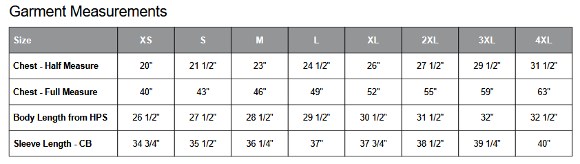 Coal Harbour J7610 Soft Shell Jacket Sizing Chart